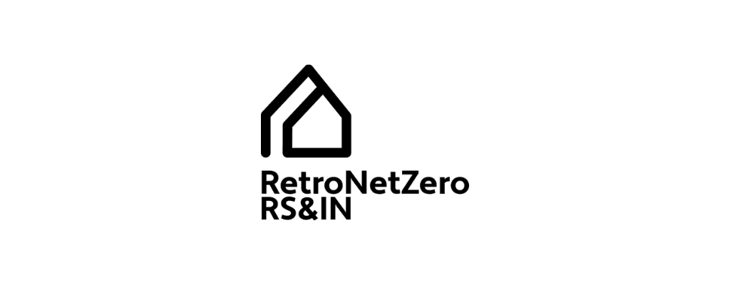 RetroNetZero RS&IN logo: a house icon above text
